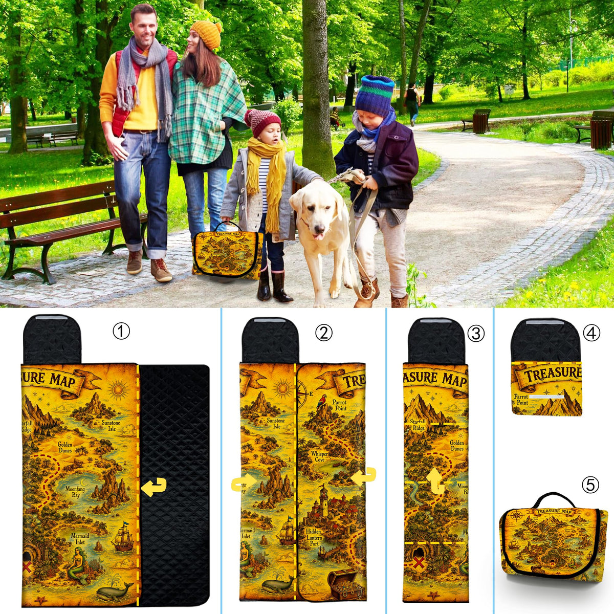 Extra Large Picnic Blanket Waterproof (Brown-yellow)
