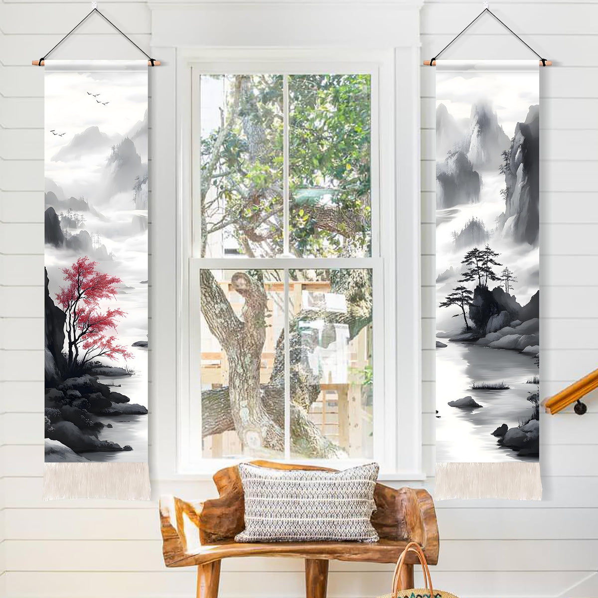 Pack of 2 Long Vertical Tapestry (Landscape ink 1 / 13"Wx51"H)