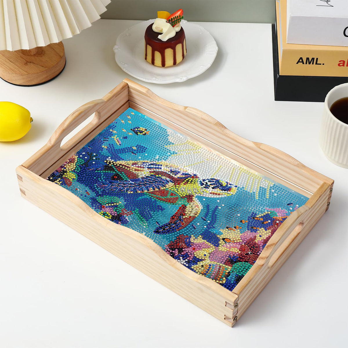 Diamond Art Kits for Adults Wooden Serving Trays with Handles (Ocean AA)