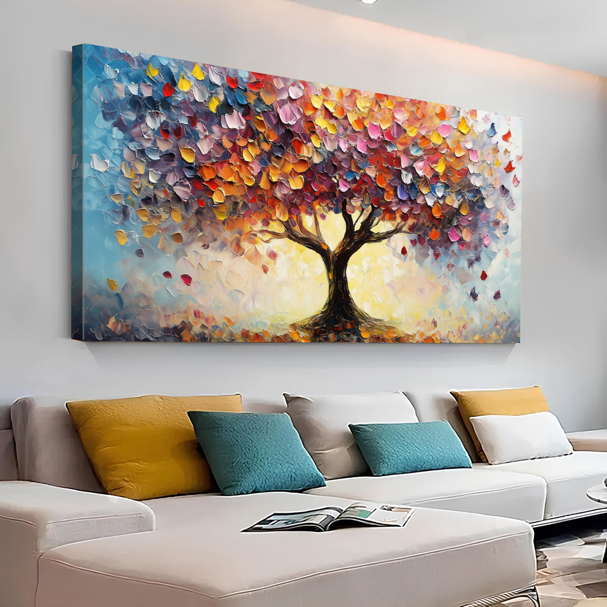 Colorful Tree Canvas Wall Art Abstract Graffiti Tree of Life Wall Decor Nature Picture for Living Room Home Bedroom Forest Landscape Painting Prints Farmhouse Modern Poster Artwork Decorations 30x60” (60"x30"x1 / TFL)