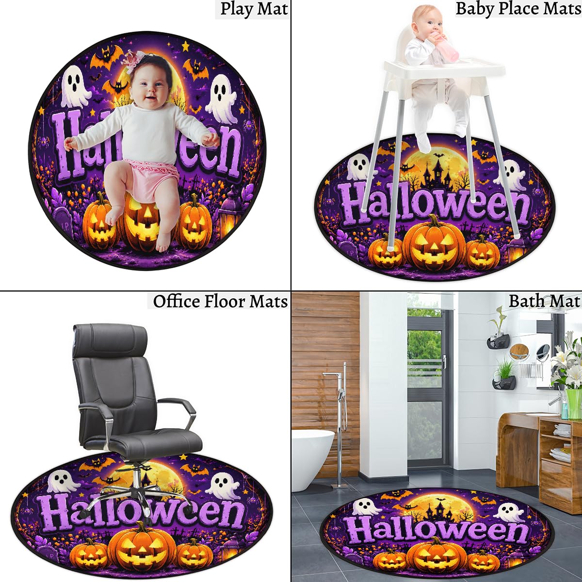 3 Ft Halloween Round Rug Circle Area Rugs Circular Door Mat for Indoor (B:c-22 / 3' (Round))