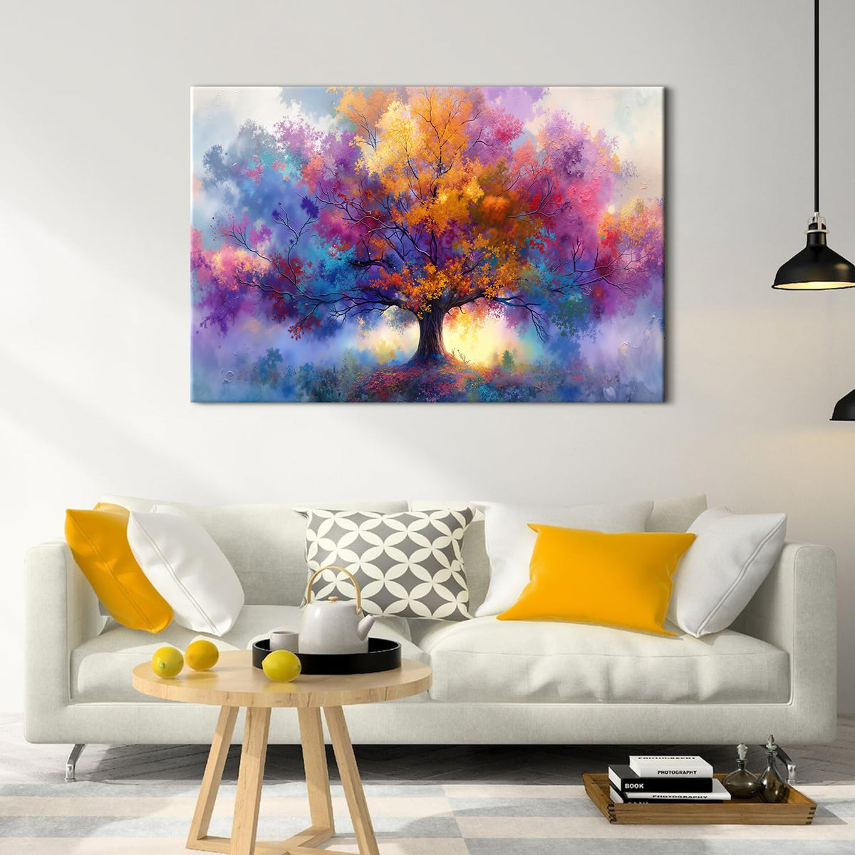 Colourful Tree of Life Wall Art Prints Tree Landscape Canvas Pictures Wall Decor Abstract Floral Trees Paintings Modern Minimalist Aesthetic Artwork for Living Room Bedroom Home Decoration 32x48" (48"L x 32"W / Tree of Life)