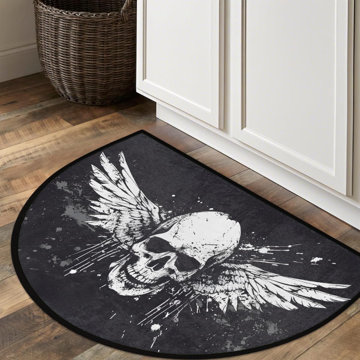 Half Round Door Mat Halloween White Skull Non (F 06)