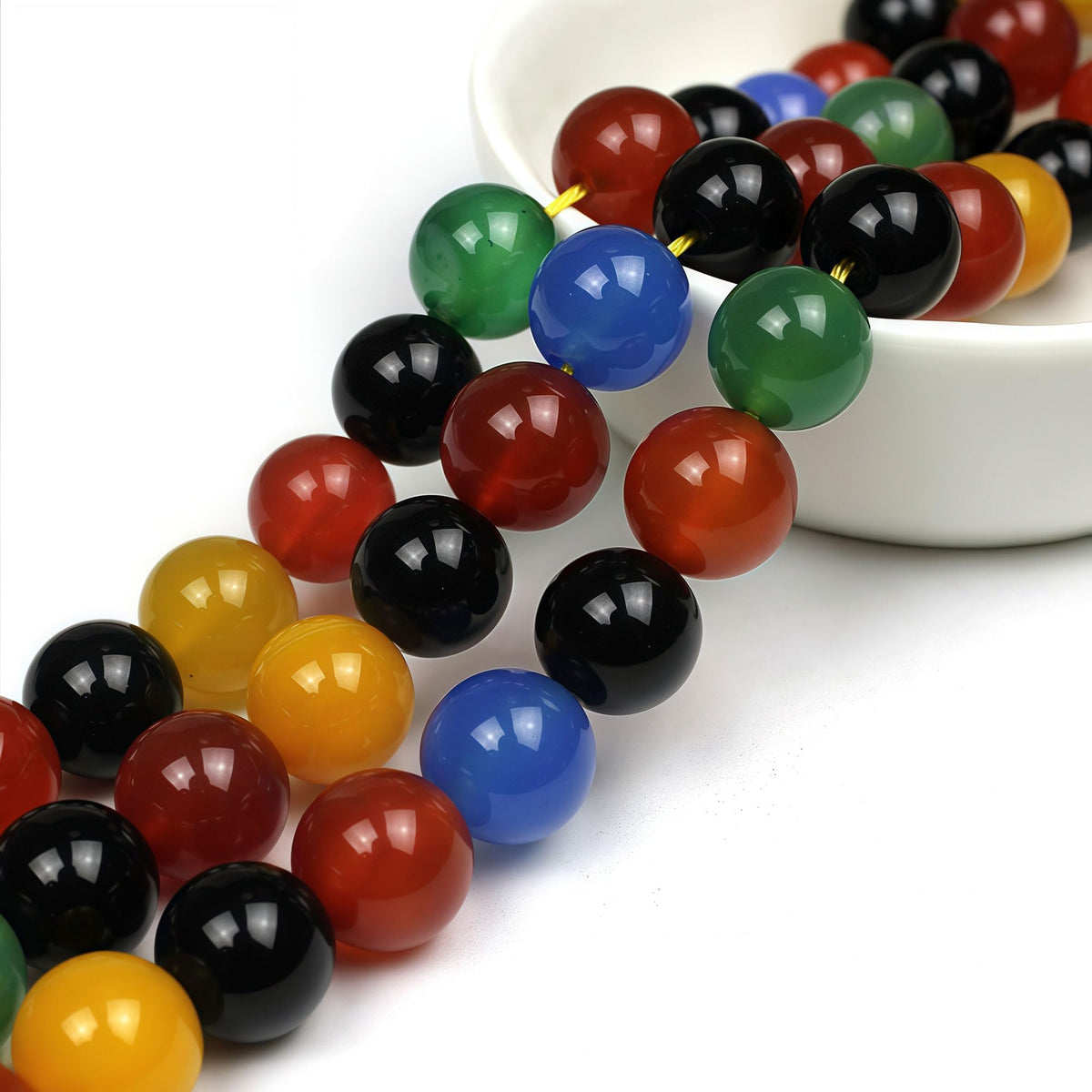 AAA Natural Multicolor Agate Beads Round Colorful Stone Energy Healing Beads for DIY Necklace Bracelat Jewelry Making Strand 15" (Colorful Agate / 8mm)