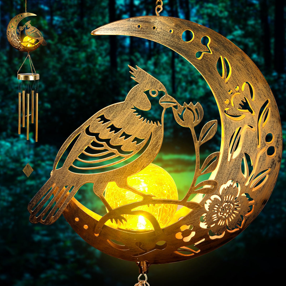Rosefinch Solar Wind Chime for Outside (Rosefinch)