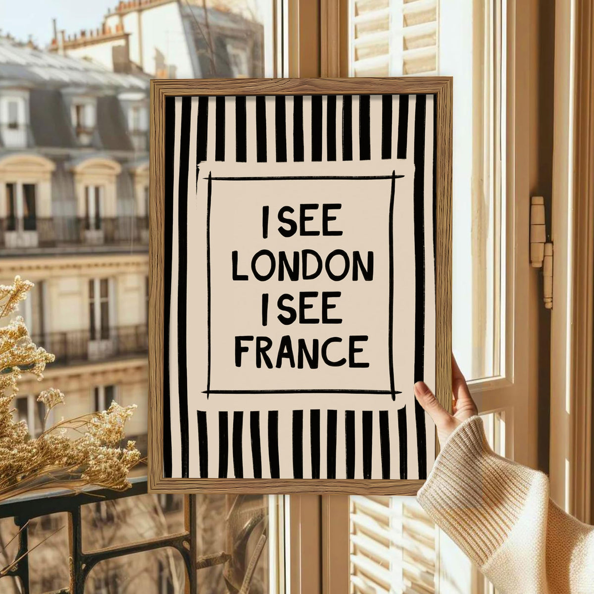 I See London I See France Wall Art (Black Stripes See / 16"L x 12"W)