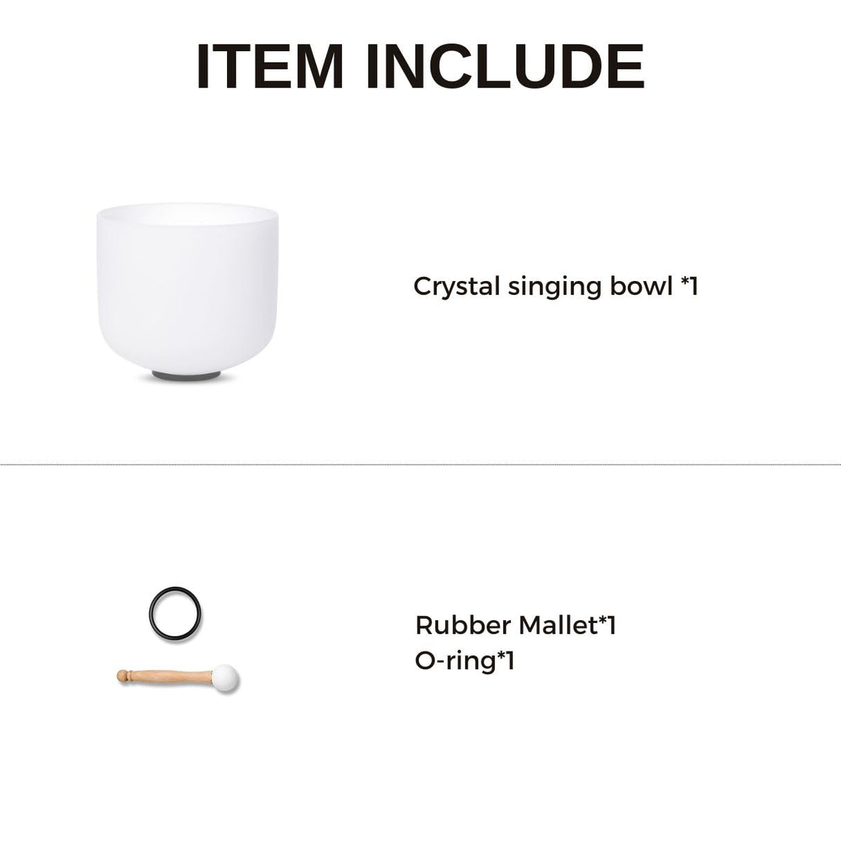 7inch White B Note Crown Chakra Quartz Crystal Singing Bowl with Rubber Mallet for Meditation Healing Yoga Sound Bath (7 inch / White B note)