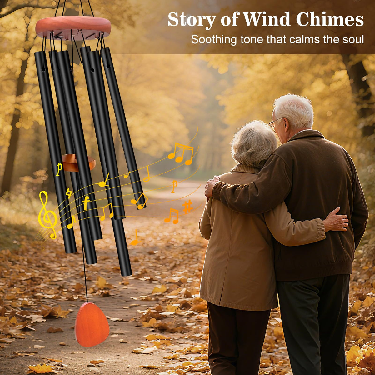 Aluminium Wind Chimes for Outside (Black Wind Chime-26“)