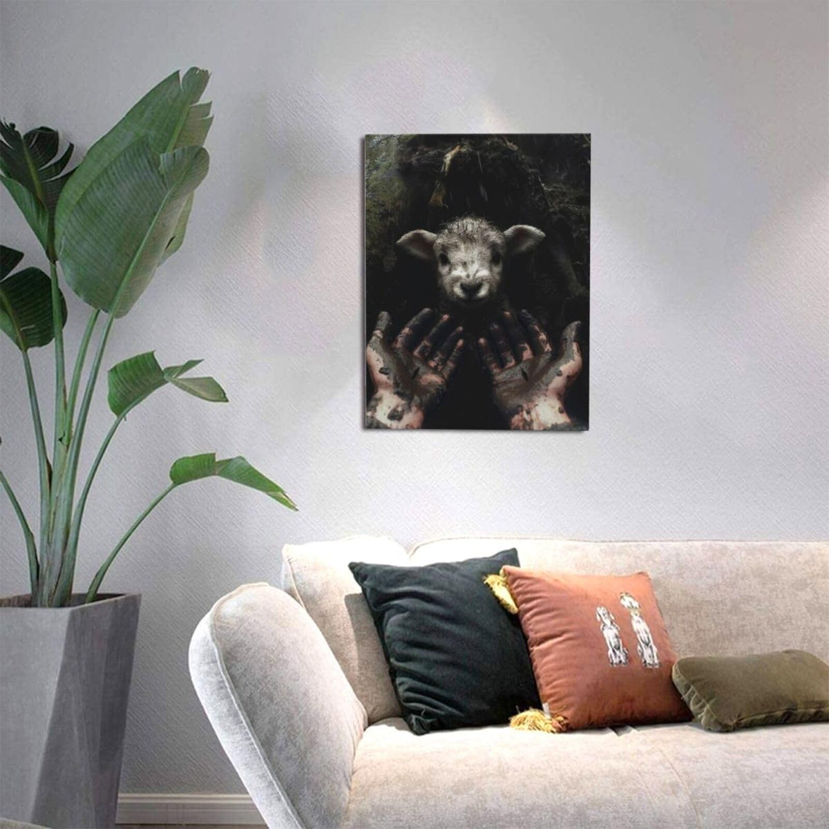 Jesus Lamb Wall Art Christian Canvas Wall Decor Religious Bible Pictures Christ Paintings Prints Artwork Framed Decorations For Church Prayer Room Bathroom Bedroom Living Room Gifts 12" x 16" (Lamb / 16"L x 12"W)