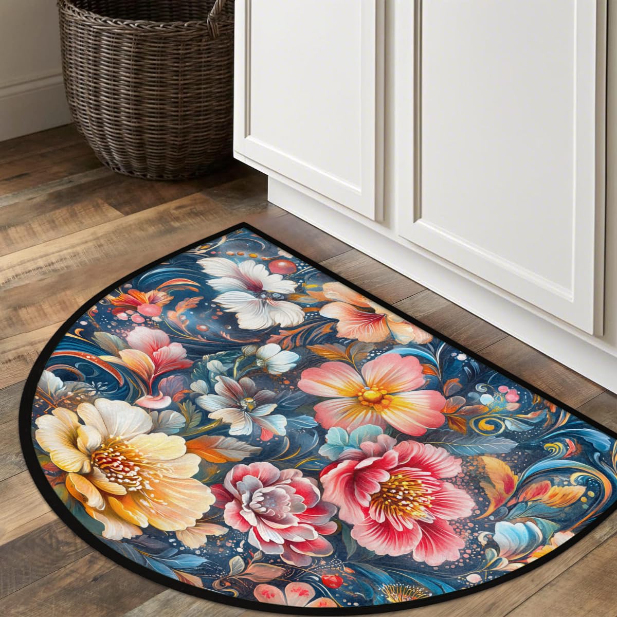 Spring Flowers Half Round Rug Half Moon Door Mat Half Circle Rugs (Color 7)