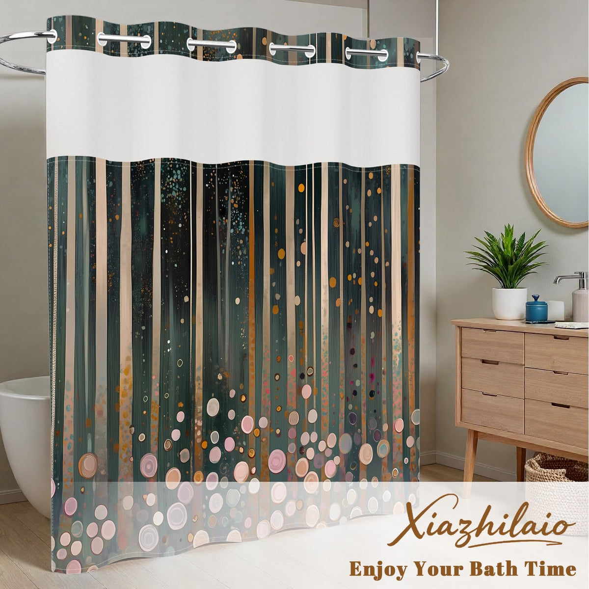 Abstract Woodland Shower Curtain with Snap in Liner (Abstract Art)