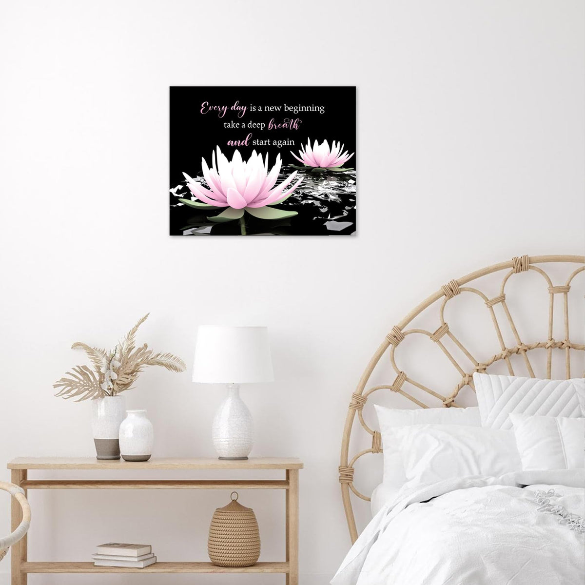 Black and White Floral Wall Art (Pink / 16"L x 20"W)
