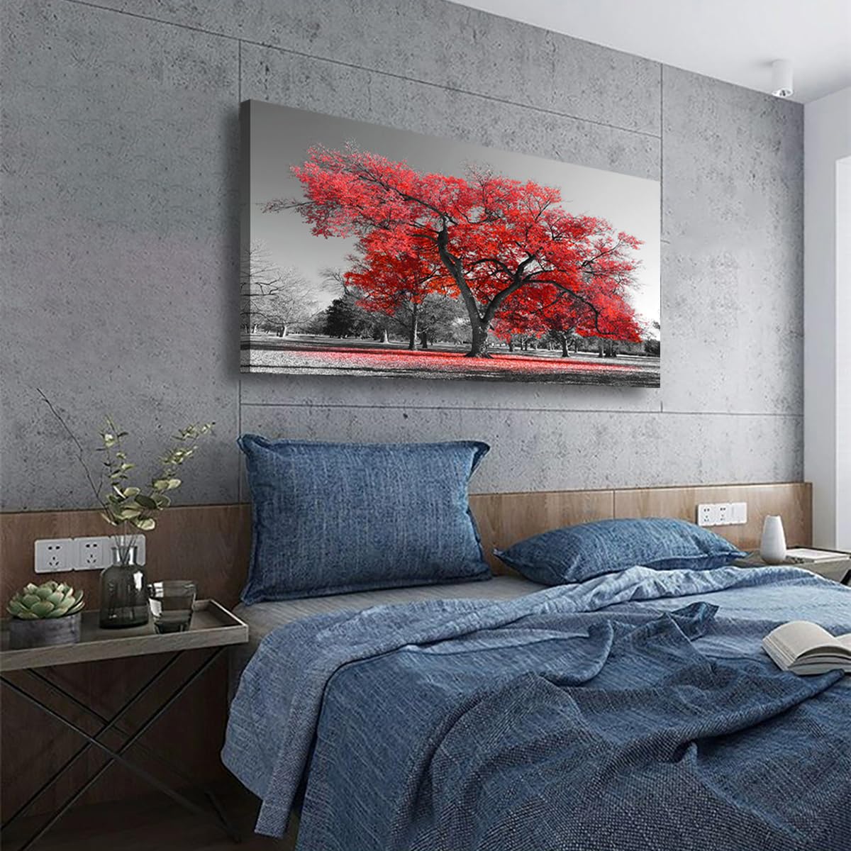 Red Tree of Life Pictures Canvas Wall Art for Living room Office Bedroom Wall Decor (40"L x 20"W / Red Tree of Life)