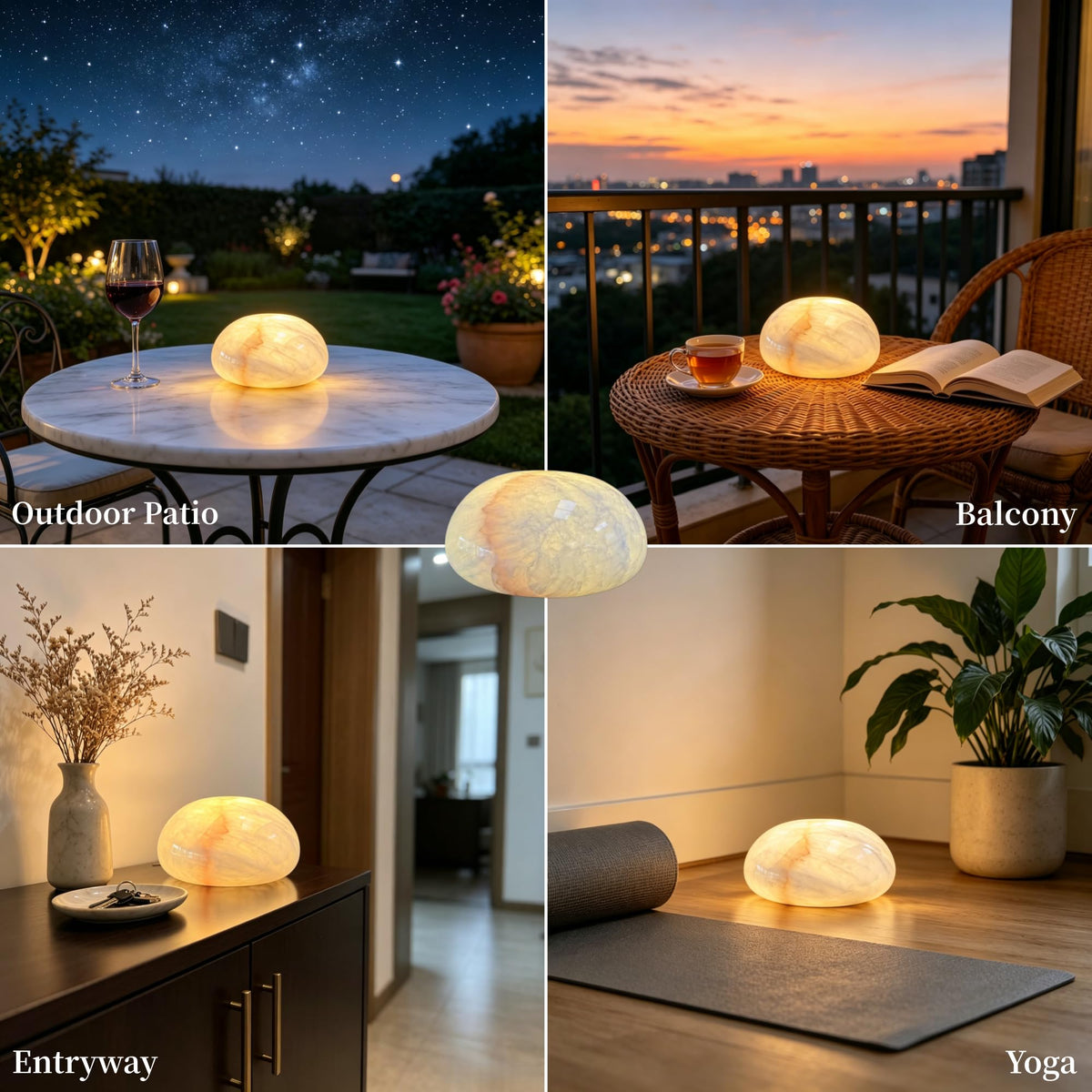 Natural Marble Lamp Cordless Touch Control Night Light 3 (White - Model B)