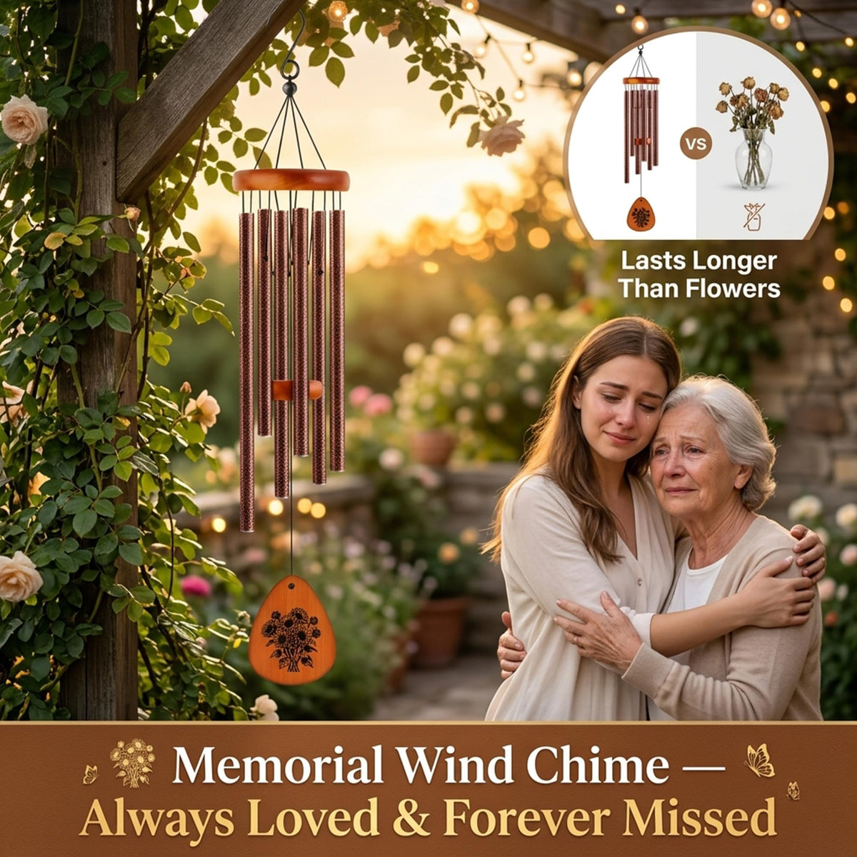 37" Matte Textured Aluminum Wind Chimes for Outdoor Patio & Garden (Brown / 37")
