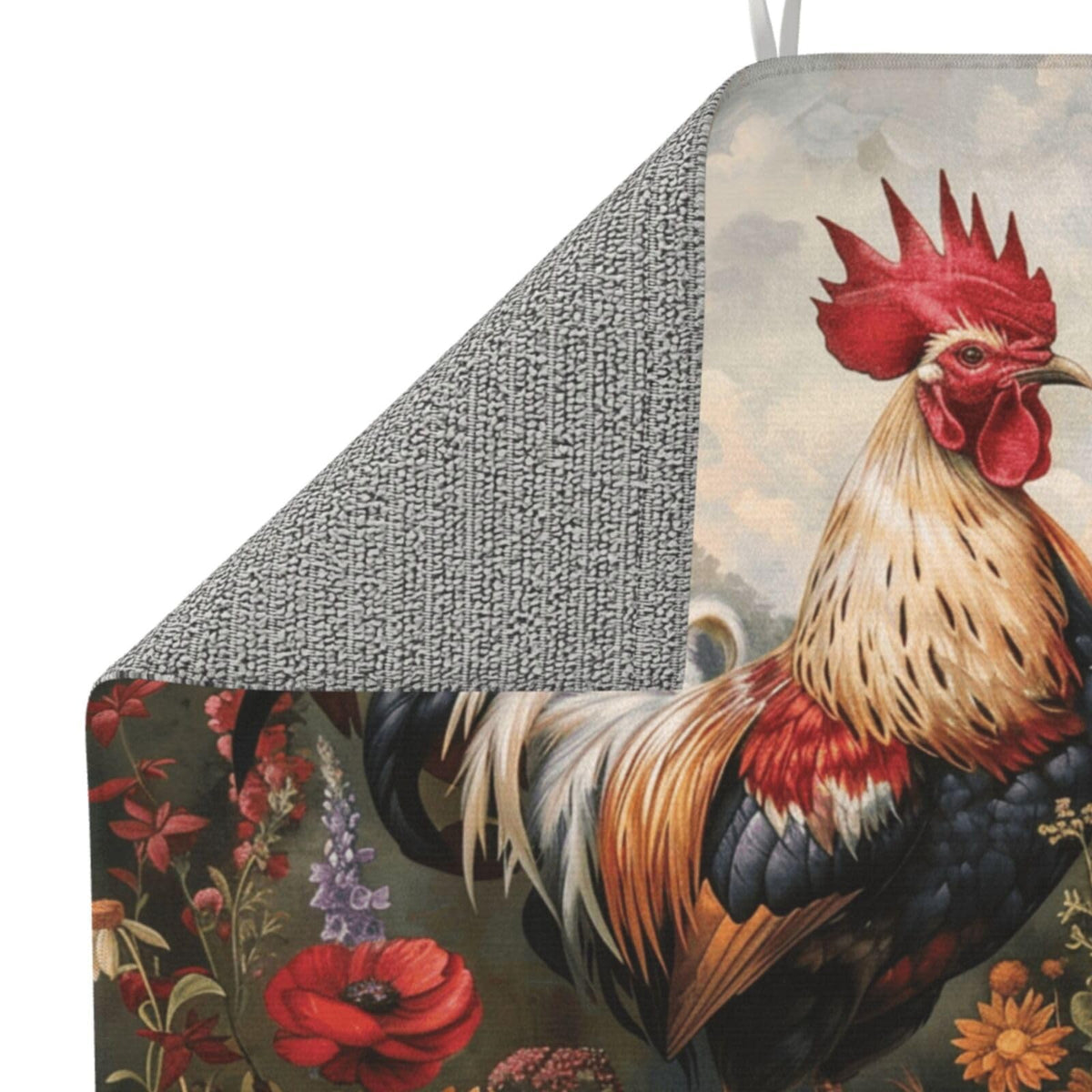 Oil Painting Rooster Flowers Dish Drying Mat For Kitchen Counter Dry Mats Microfiber Dish Drainer Mat Protector Pad Absorbent Fast Drying Kitchen Must (Oil Painting Rooster Flowers / 18" x 16")