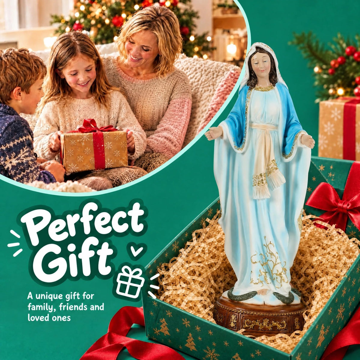 12 Inch Virgin Mary Statue (White+blue)