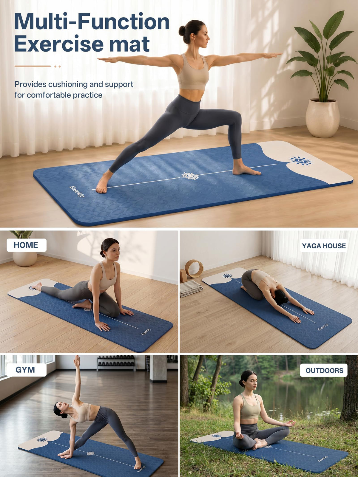 Yoga Mat 73"x28"x0.4" (Blue)
