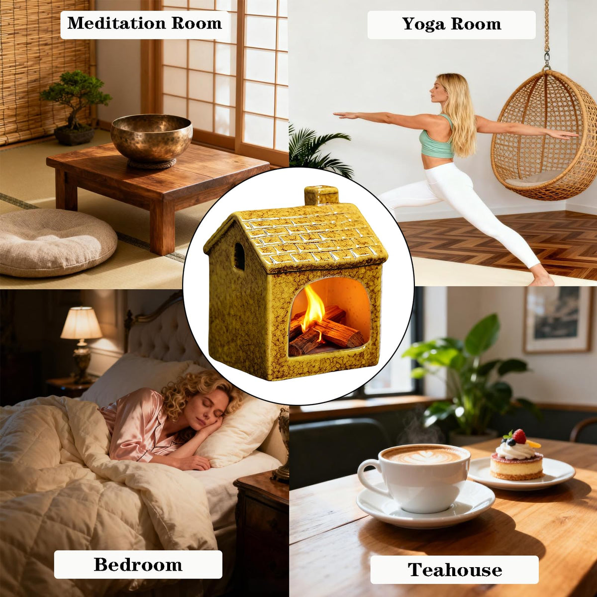 Ceramic Mini Chiminea Palo Santo Burner (Yellow)