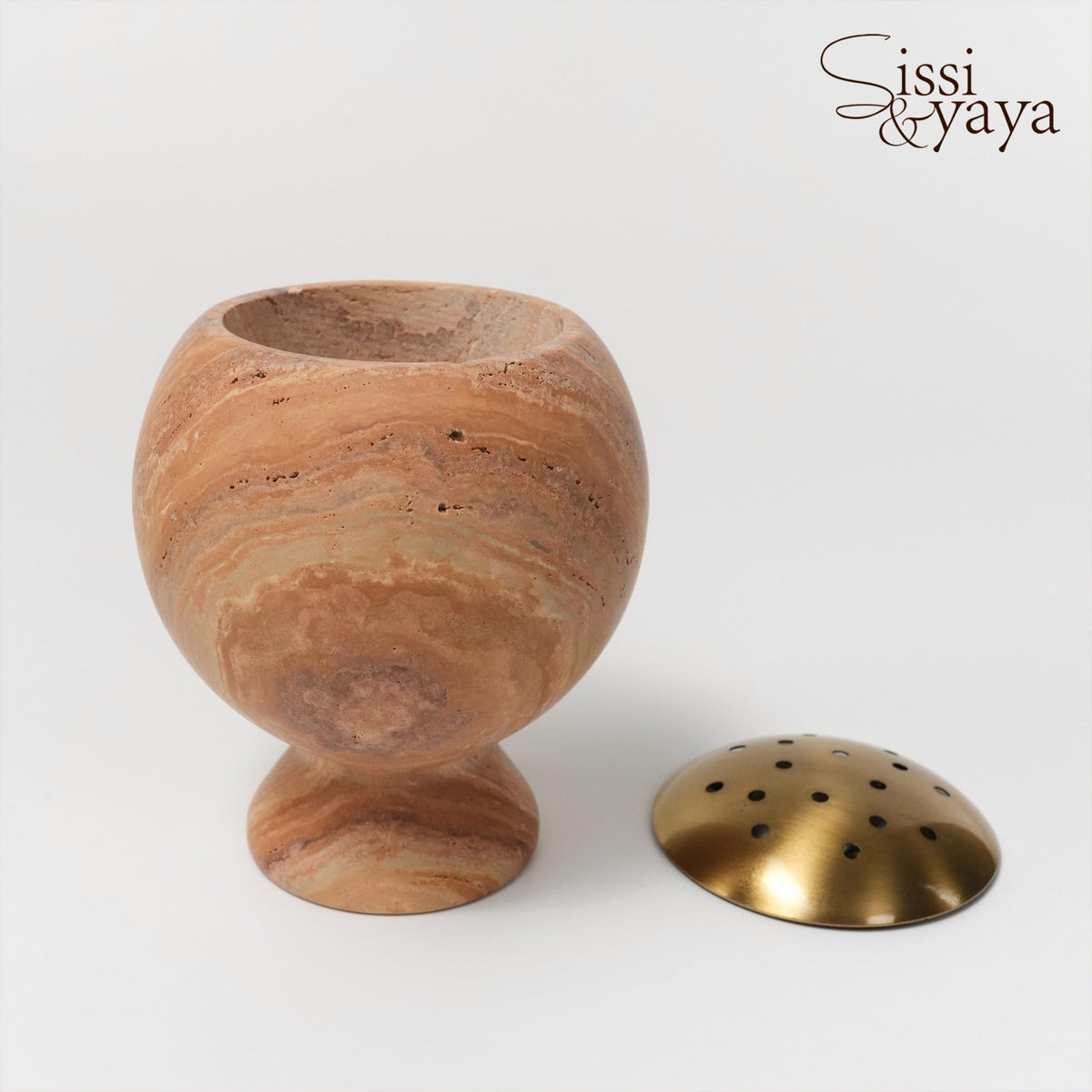 Natural Marble Incense Burner 4.2” Multi (Light Brown)