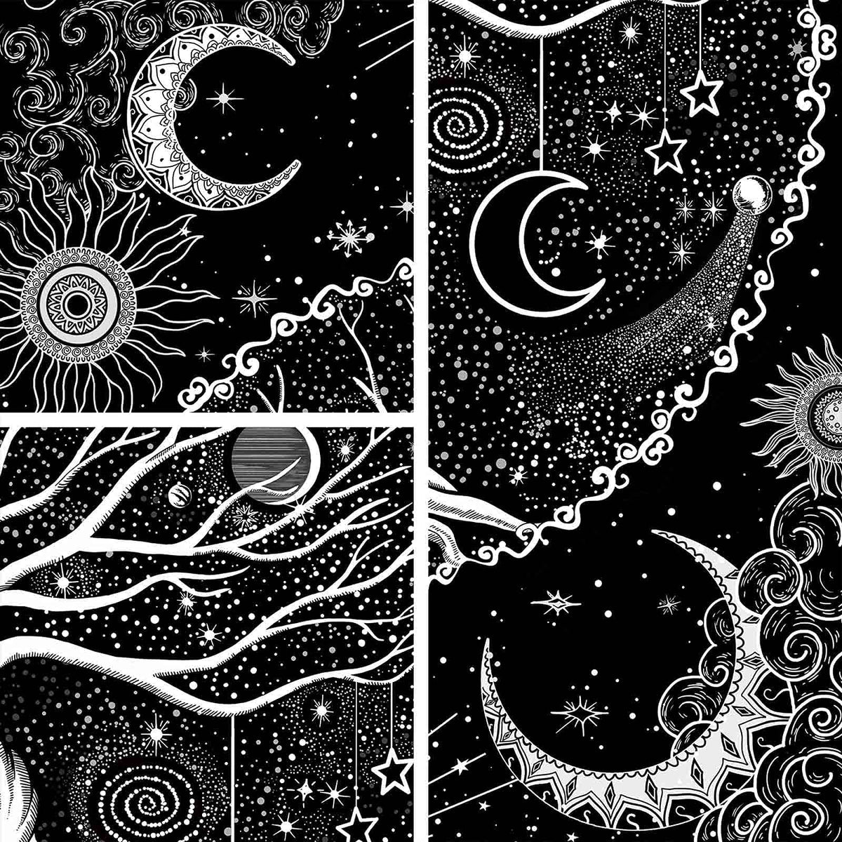Tree of Life Tapestry Black and White Tapestry Mystical Sun and Moon Tapestries for Bedroom and Living Room Decor Black Tree 44×60 Inches (White Black / 44"L x 60"W)