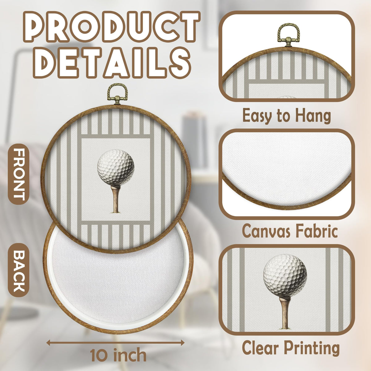 Golf Nursery Round Wall Art Decor (Colour02)