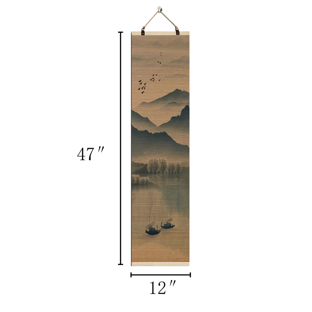 Natural Bamboo Blind Scroll Wall Art (Color-A02)