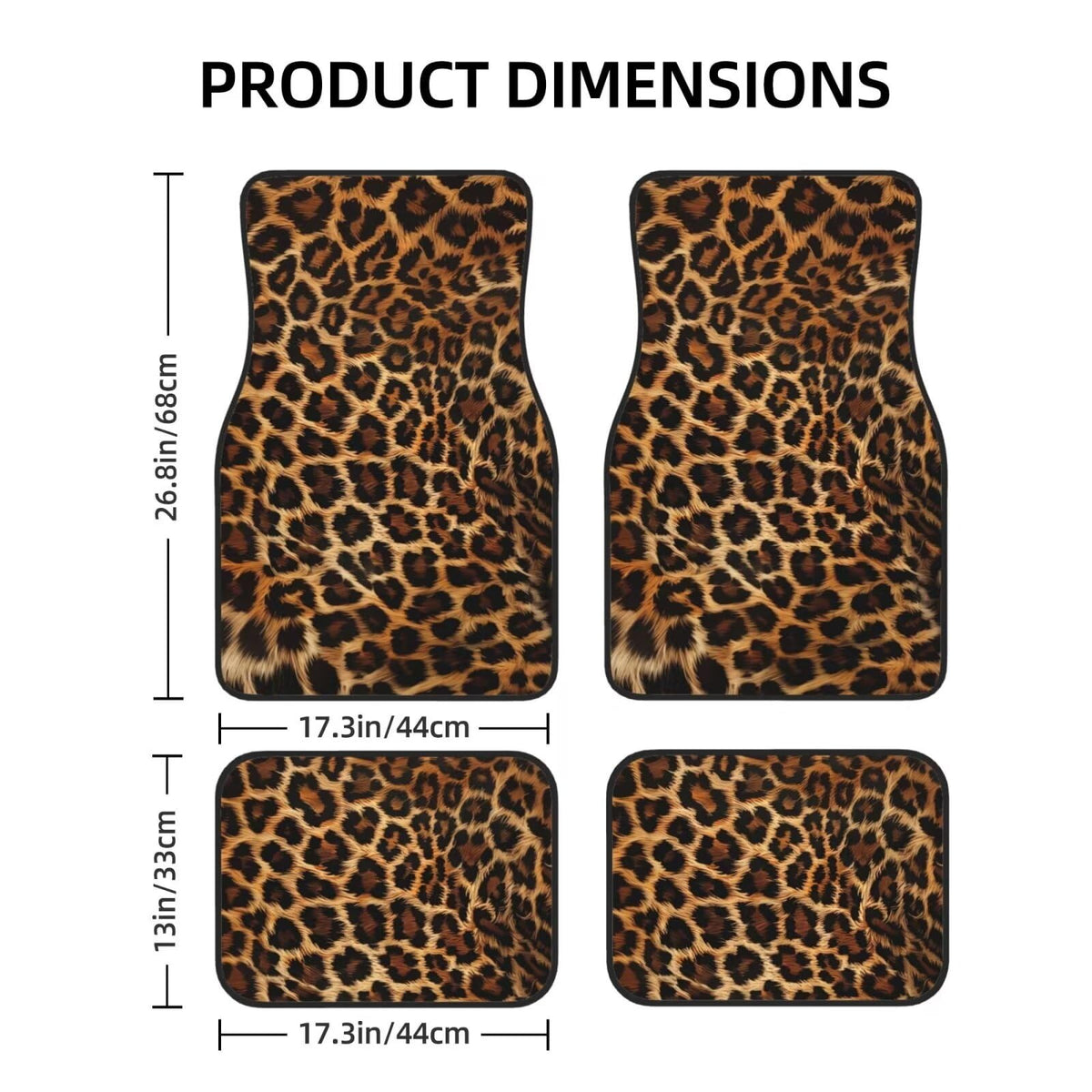 Cheetah Leopard All Weather Car Floor Mats for SUV Truck Sedans Brown Heavy Duty and Non (Leopard)