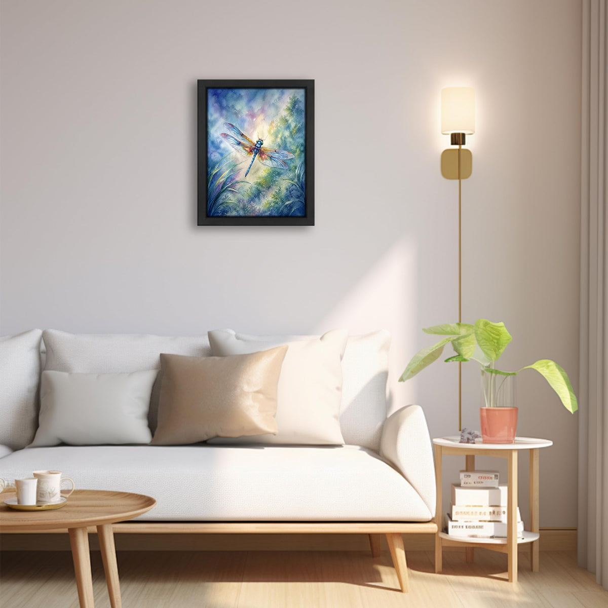 Watercolor Dragonfly Decor Wall Art (Wall Art Framed 44 / 16"L x 12"W)