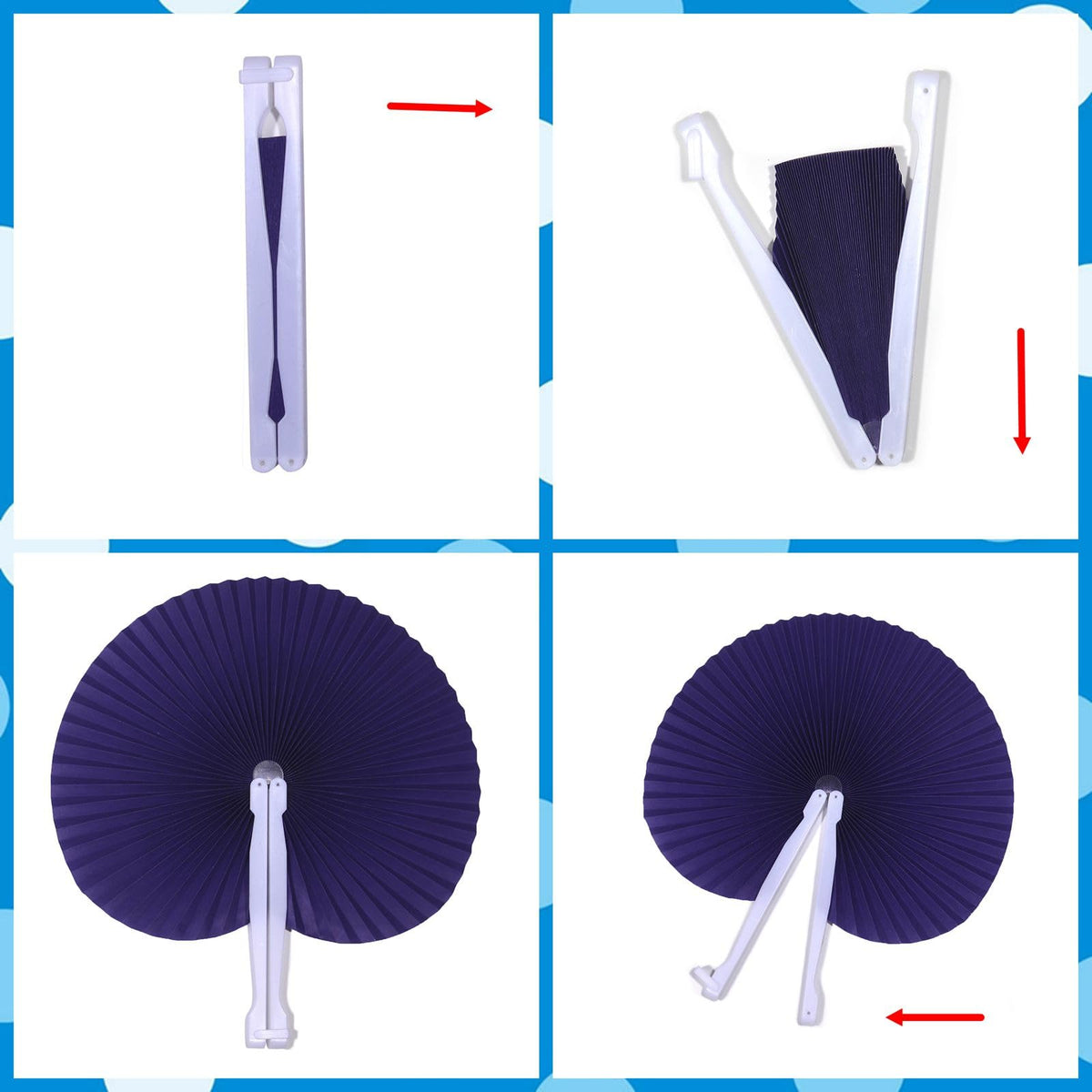 20 Pieces Purple Round Paper Fans (Royal Purple / 20 PCS)