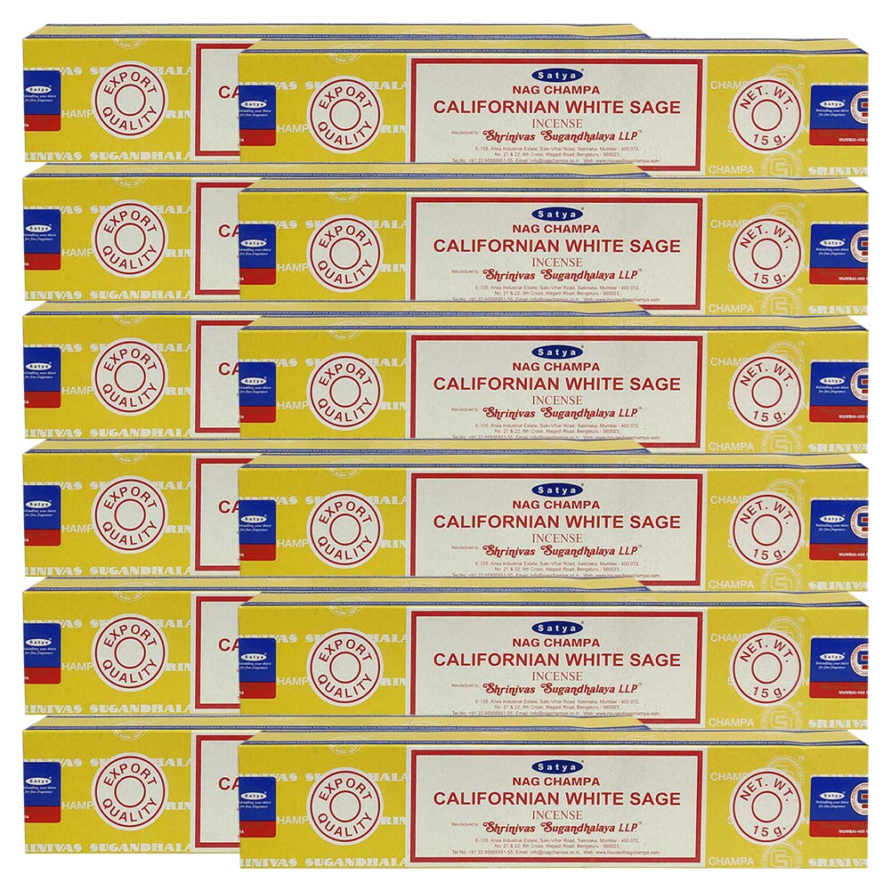 California White Sage Incense Sticks and Incense Stick Holder Bundle Insence Insense Satya (California White Sage 15g - Pack of 12)