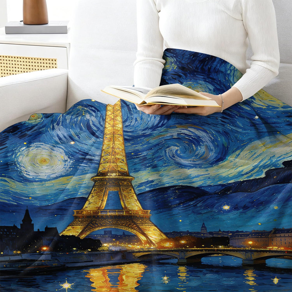 Eiffel Tower Throw Blanket Paris Starry Night Cozy Plush Flannel 30"X40" (Eiffel Tower / 30"X40")
