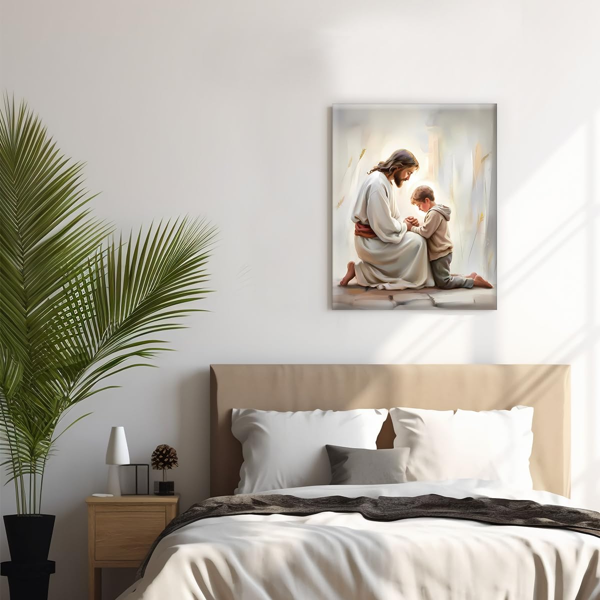 Christian Jesus and Little Boy Wall Art Religious Jesus and Kids Wall Decor (Jesus and Little Boy)