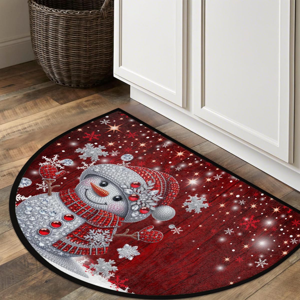 Snowman Half Round Door Mat Semi Circle Rug Half Moon Doormat (B:c-25)