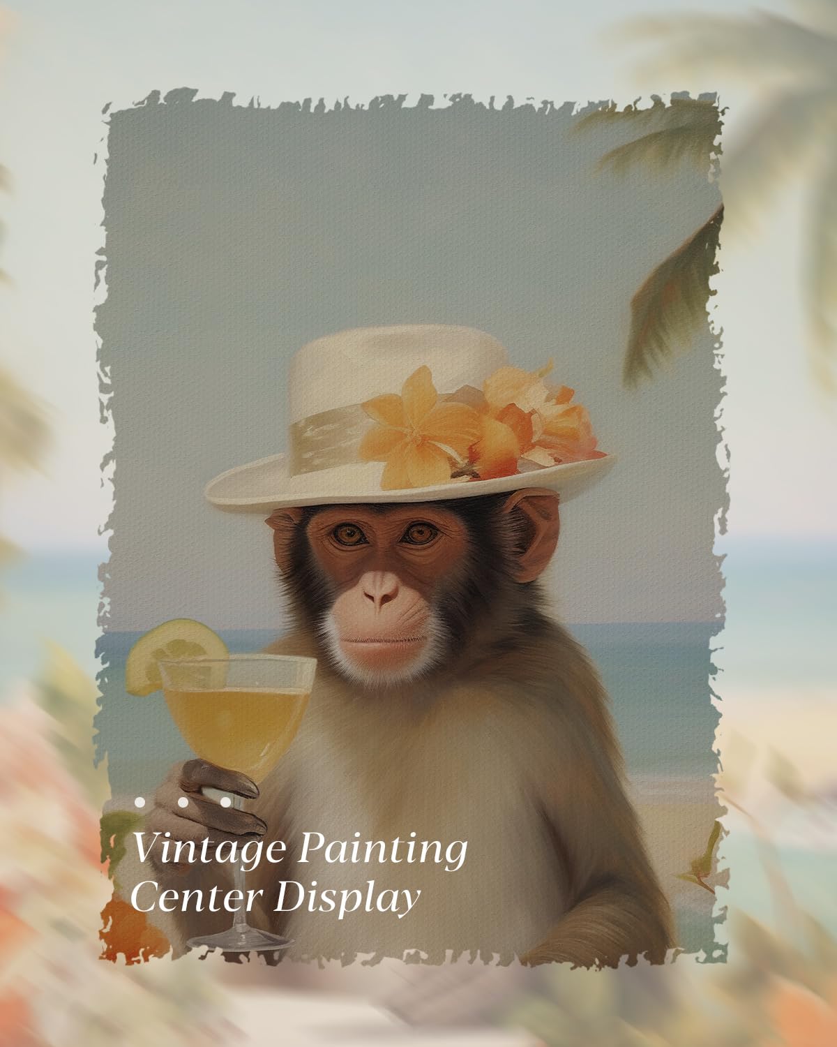 Funny Tropical Beach Animal Canvas Framed Wall Art (holiday / 16"L x 12"W)