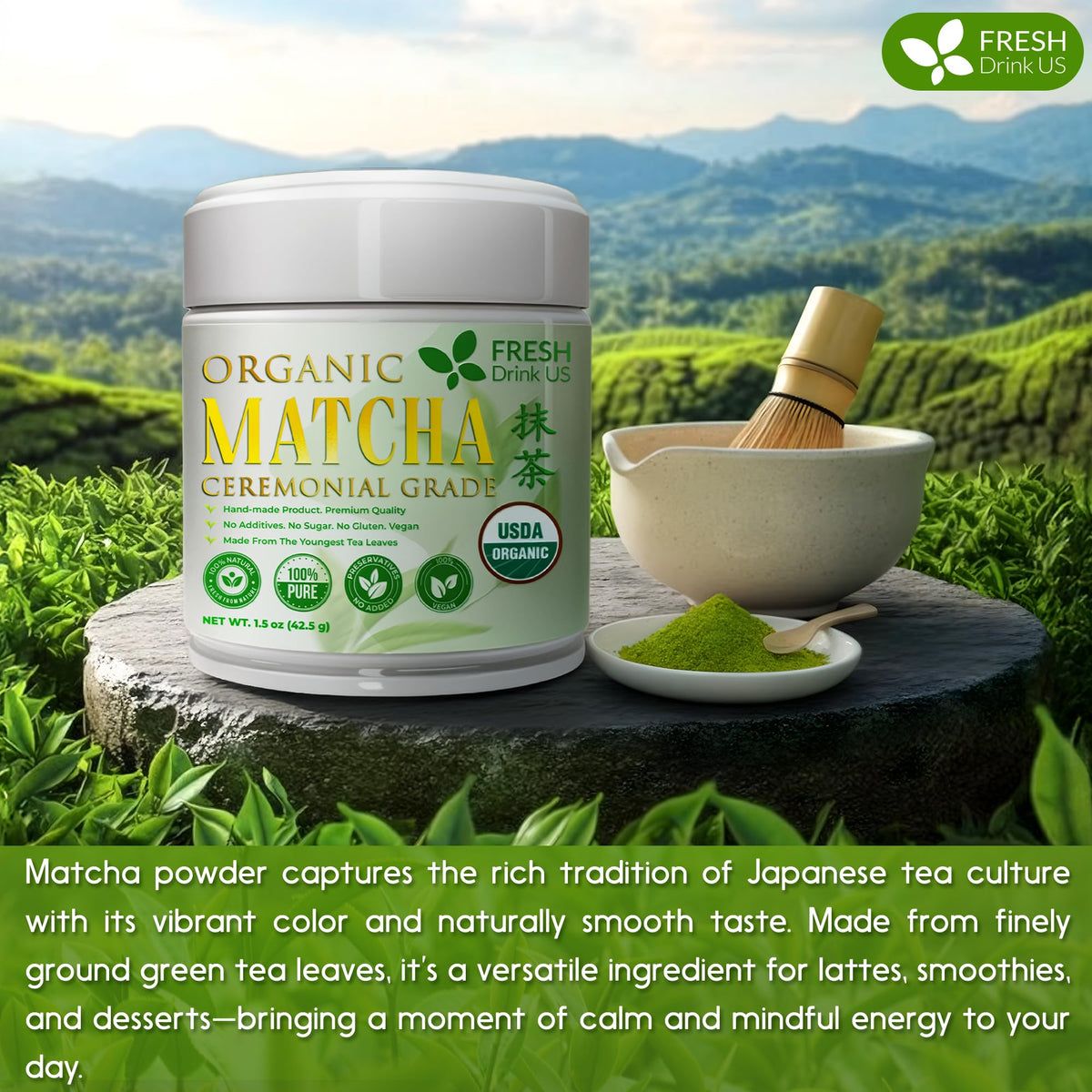 Organic 1.5 oz Luxury Ceremonial Grade Matcha (1.5oz)