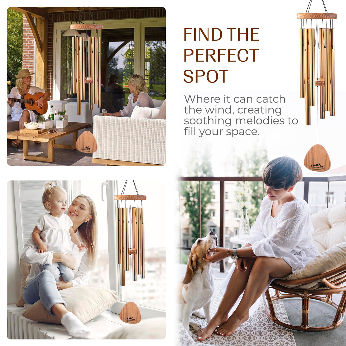 UpBlend 29" Bronze Aluminum Wind Chimes for Outside (29")