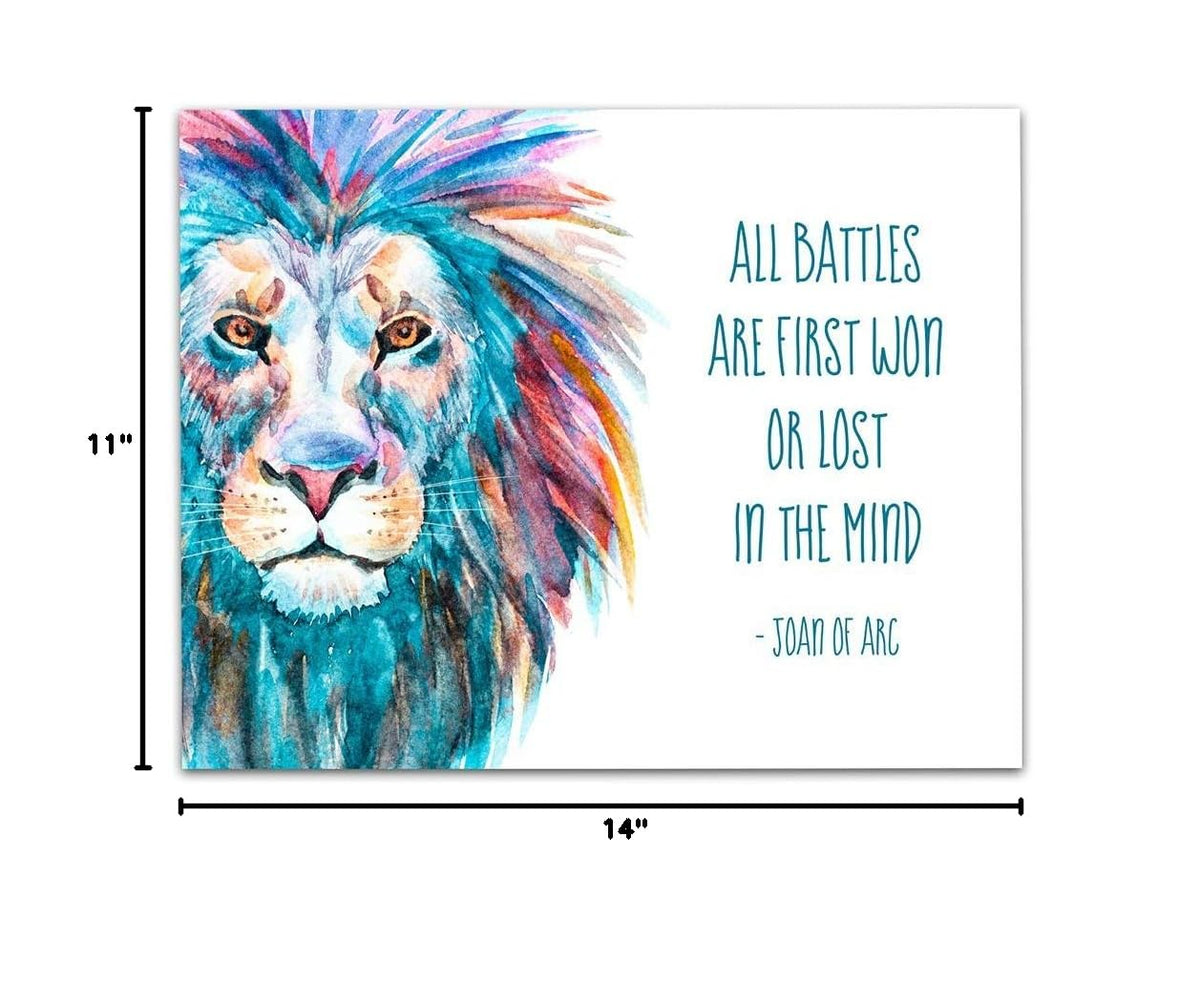 All Battles Spiritual Quotes Wall Art Decor (Brave Lion)