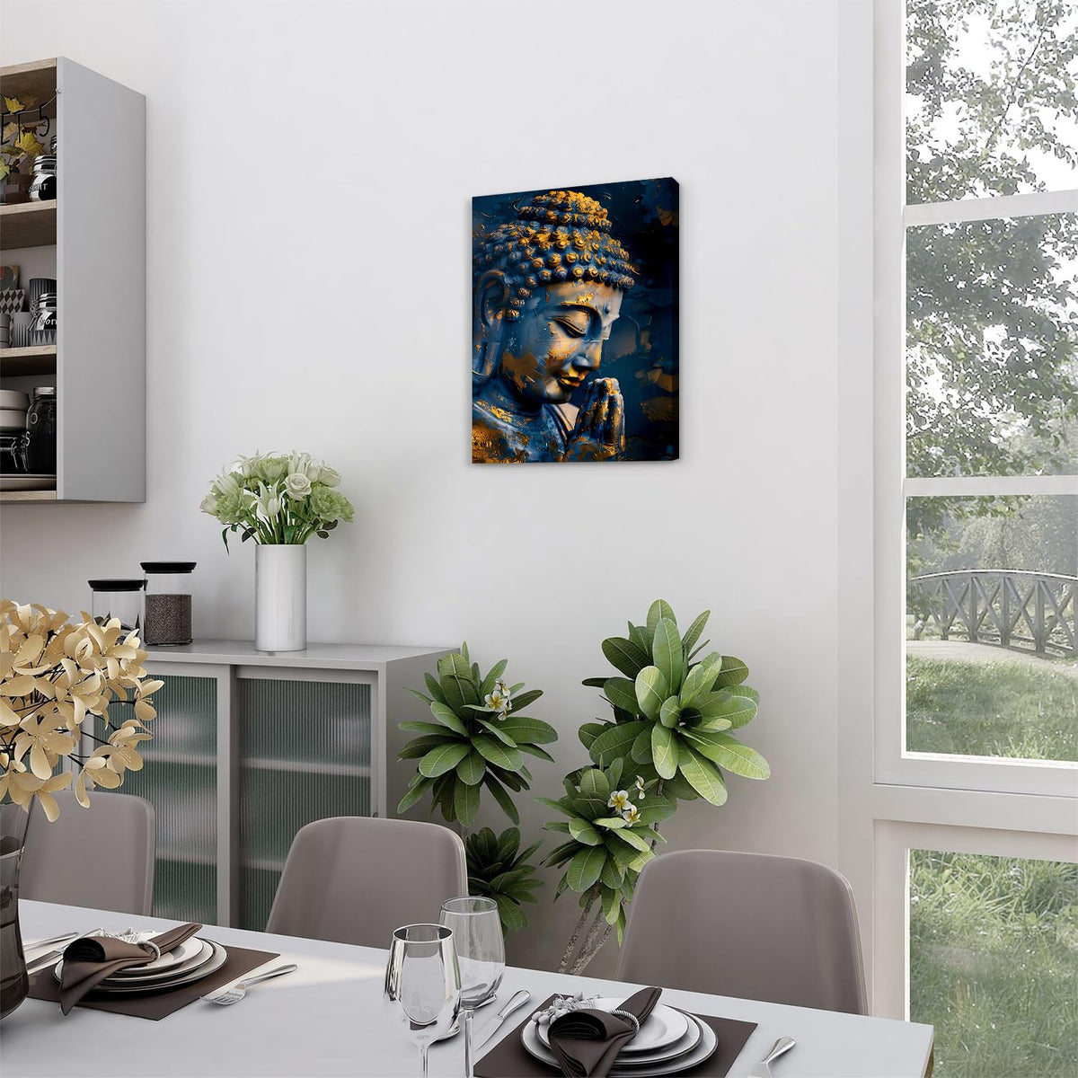 Buddha Wall Art Zen Meditation Buddhist Decor Spiritual Buddha Statue Canvas Pictures Calming Buddhism Painting Poster Modern Aesthetic Life Prints Minimalist Artwork for Yoga Spa Home Decoration 12x16" (16"L x 12"W / Buddha)