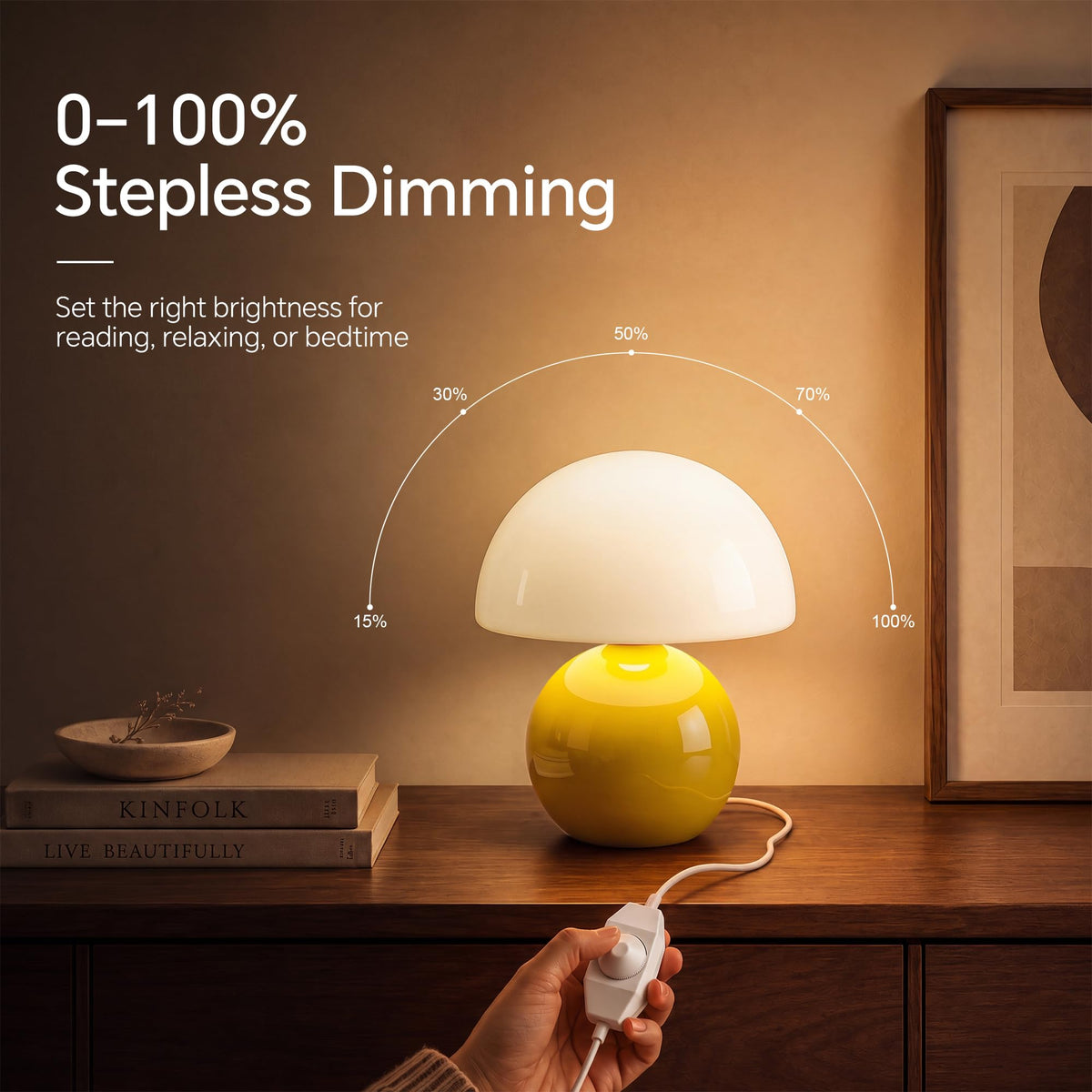 Mushroom Lamp Table Lamp for Bedroom (Yellow)