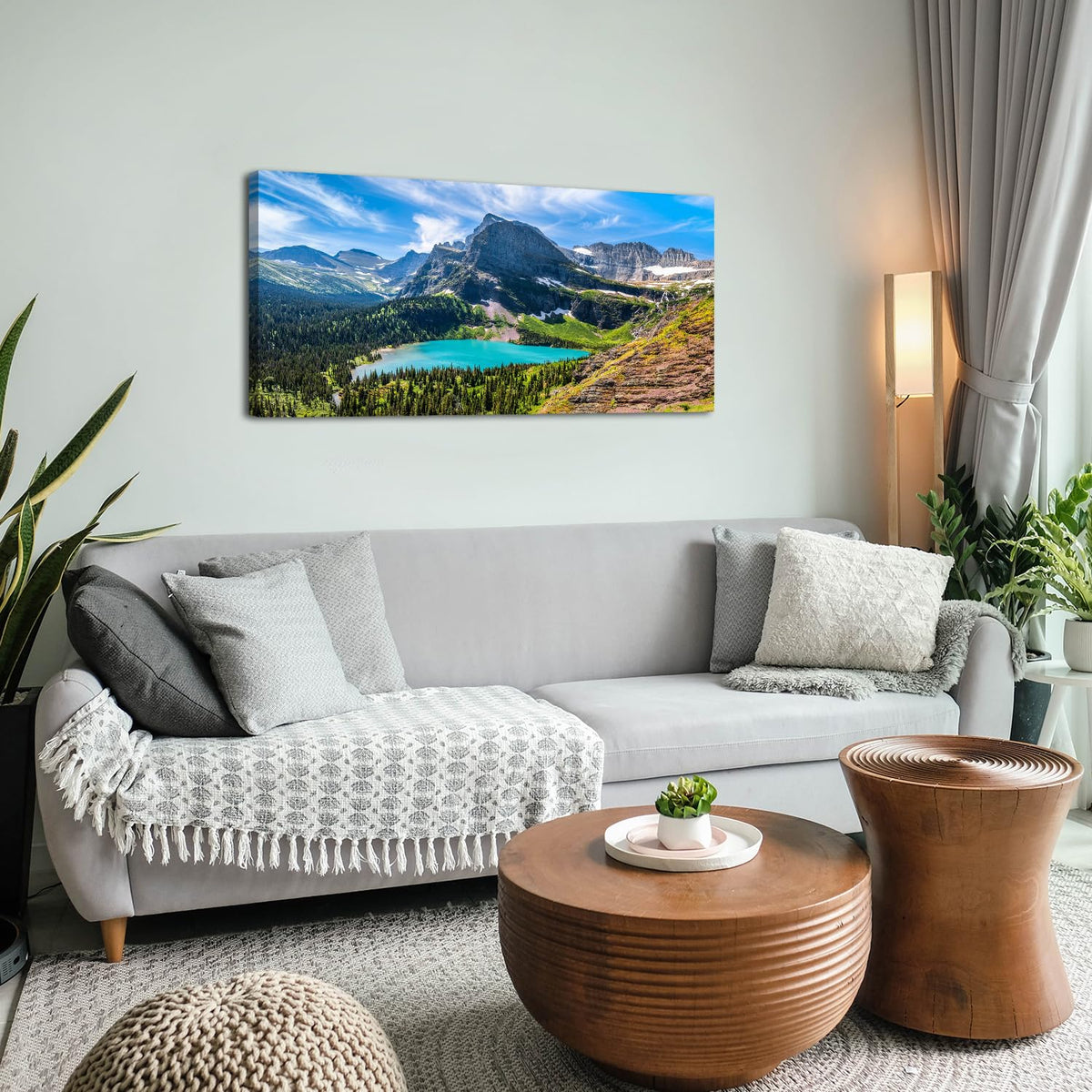 Glacier National Park Wall Art Saint Mary Lake Landscape Canvas Wall Decor Mountain Scenery Pictures Prints Painting Modern Nature Photography Artwork for Living Room Bedroom Home Decorations 20x40" (40"L x 20"W / Glacier Park)