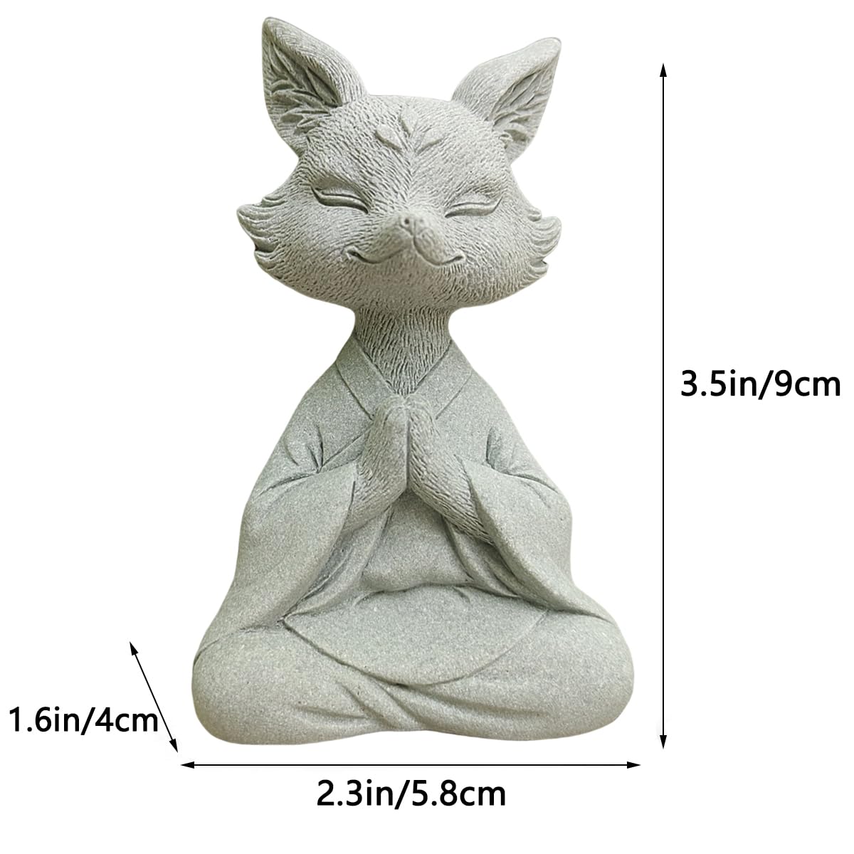 Meditating Fox Statue Yoga Animal Figurines Zen Fox Sculpture (S1)