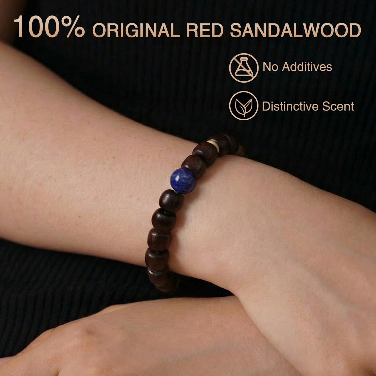 Mala Bead Bracelet (Sandalwood + Lapis Lazuli & Amber)