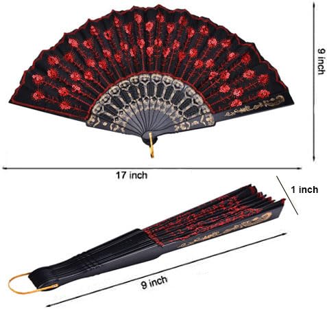 10 PCS Peacock Hand Fans (Embroidered Peacock -10 Pcs)
