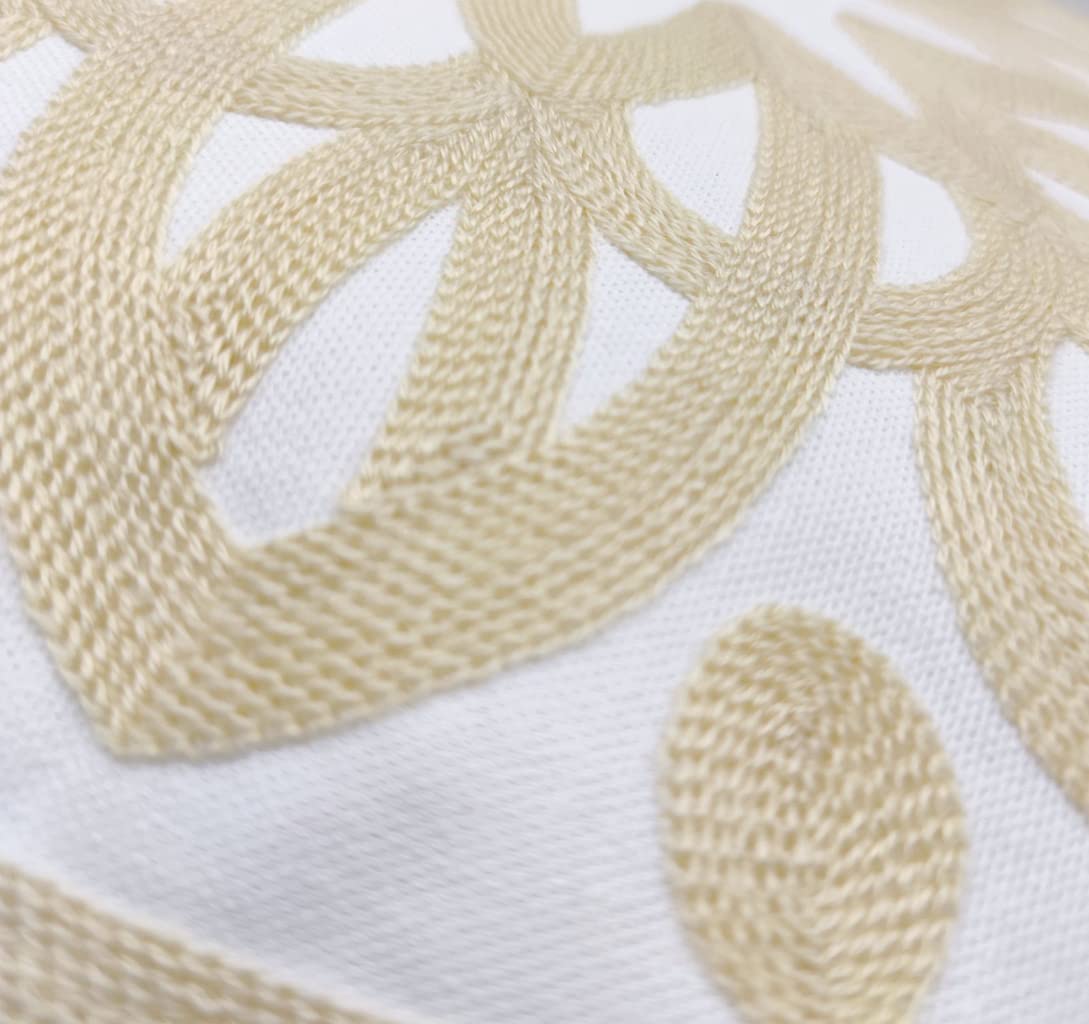 Embroidered Decorative Throw Pillow Cover 18"x 18" Set of 2 (Ivory / 18" x 18" (Pack of 2))