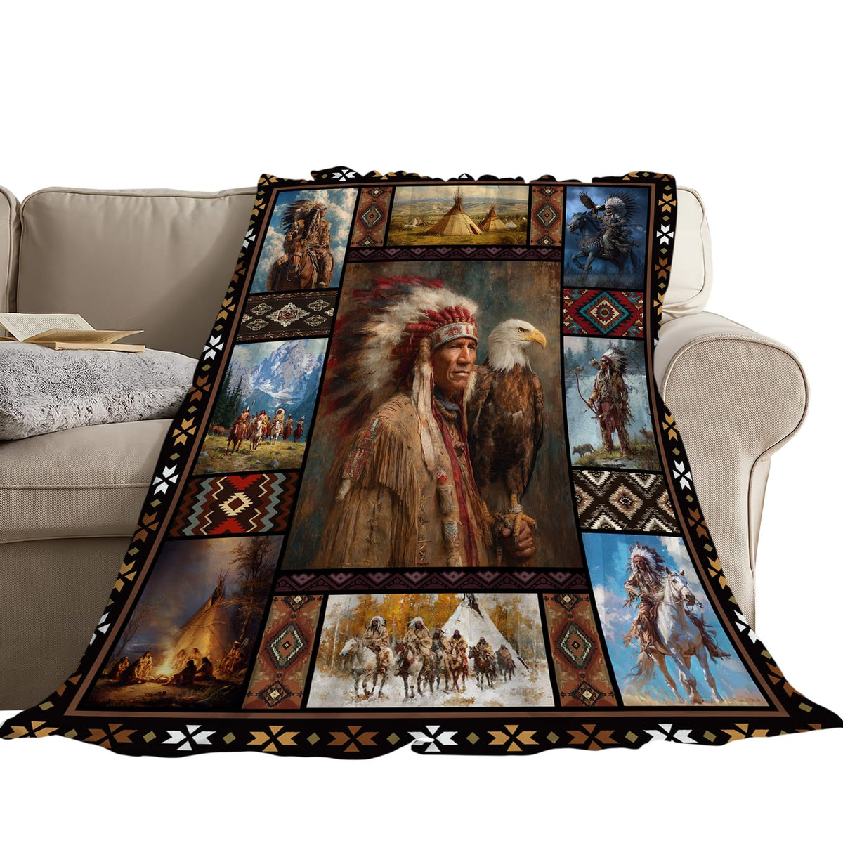 Native American Indian Throw Blanket (40"x50" / Native American)