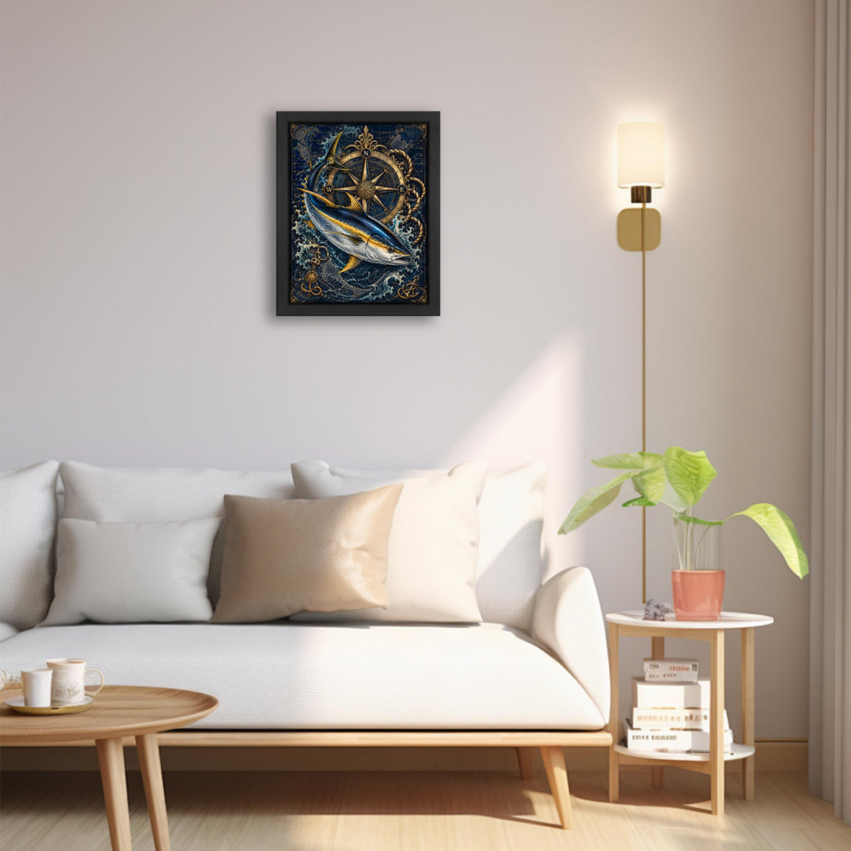 Nautical Compass Decor Wall Art (Wall Art Framed 17 / 24"L x 16"W)