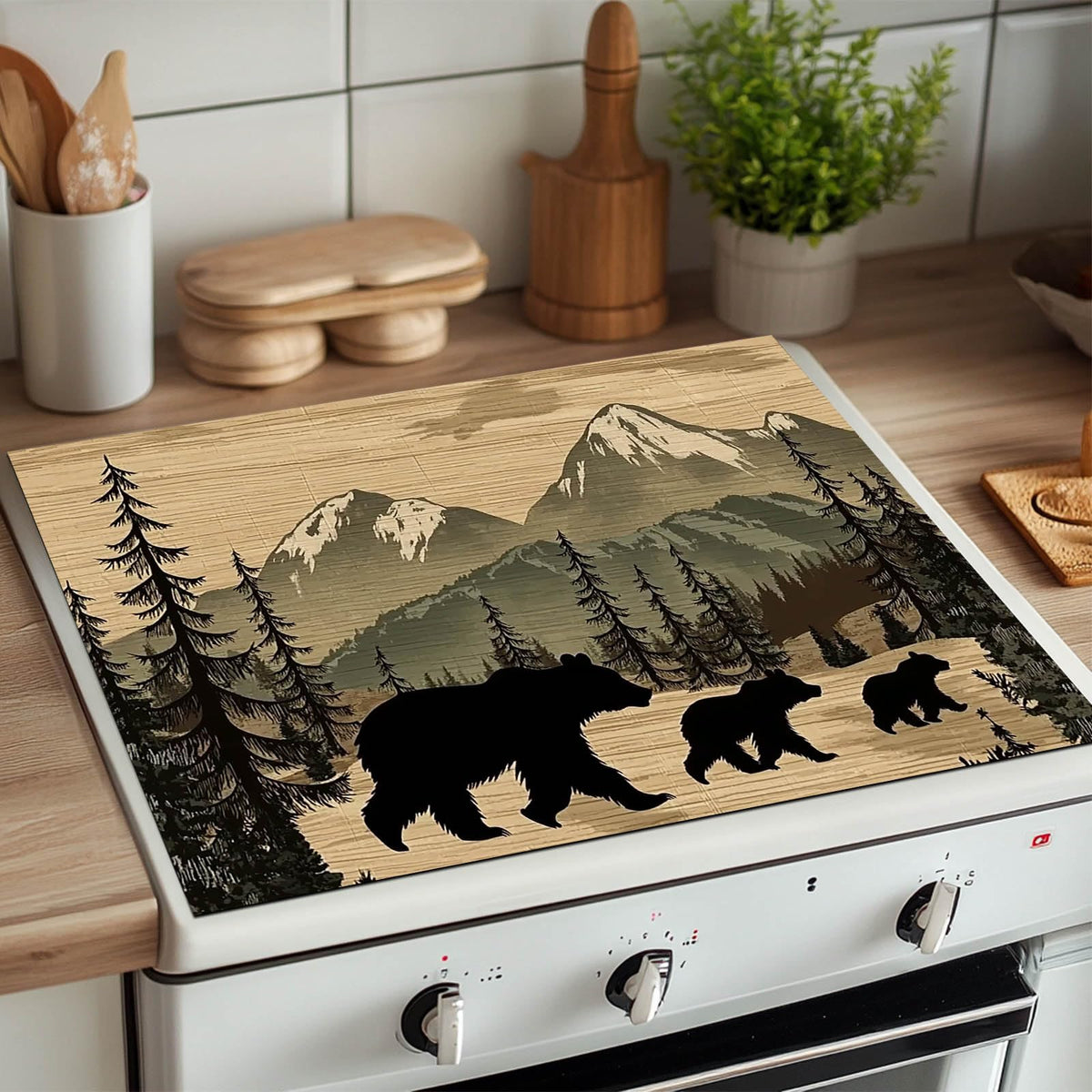 Mountain Bear Stove Cover 28x20 Heat Resistant Diatomite Mat