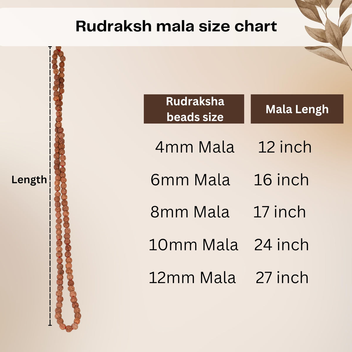Certified Rudraksha Mala 5face (12-15mm 56 Nepali Bead)