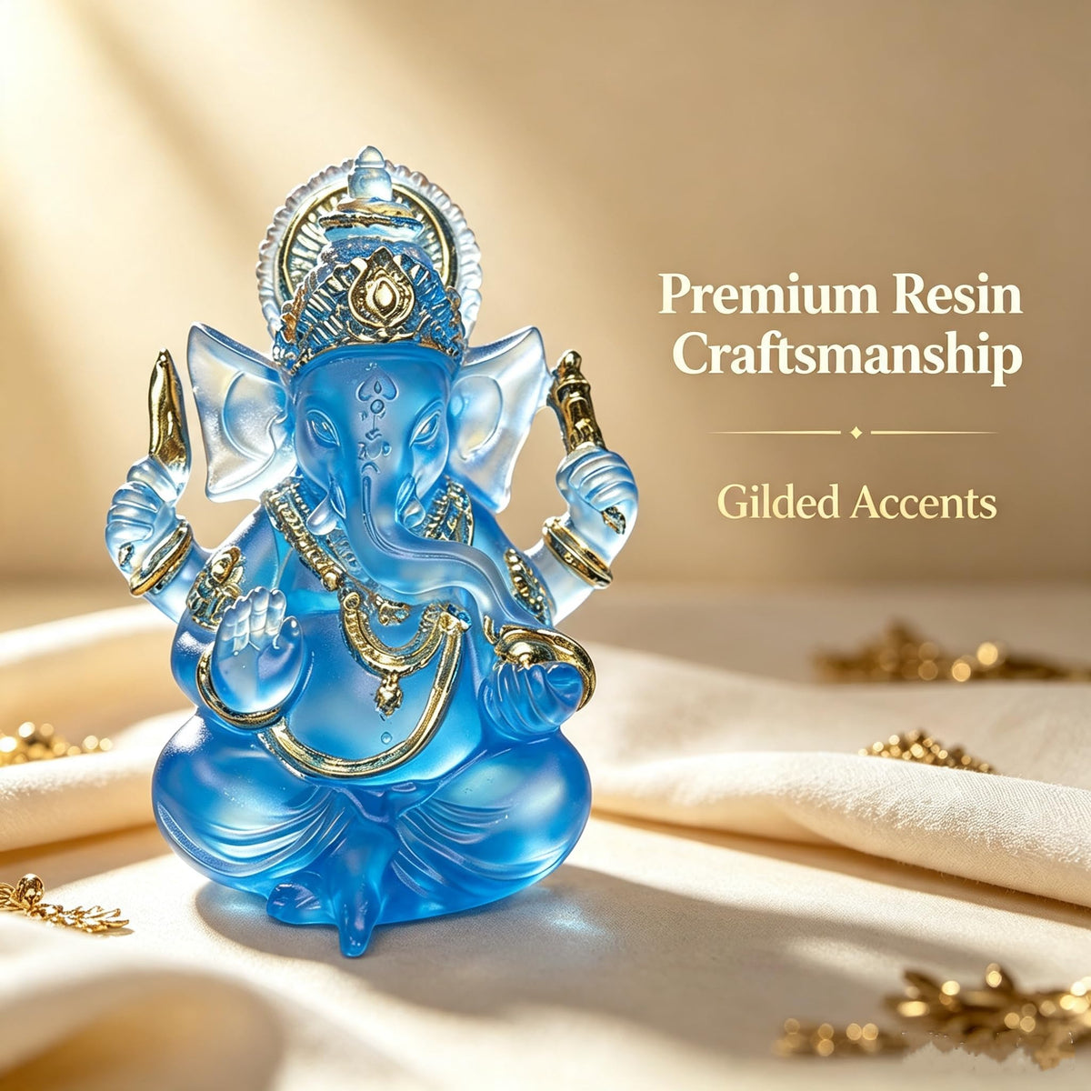 Indian God Lord Ganesha Statue (Blue / 3.55")